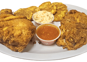 Pollo Campeche con Tostones $ 12.95